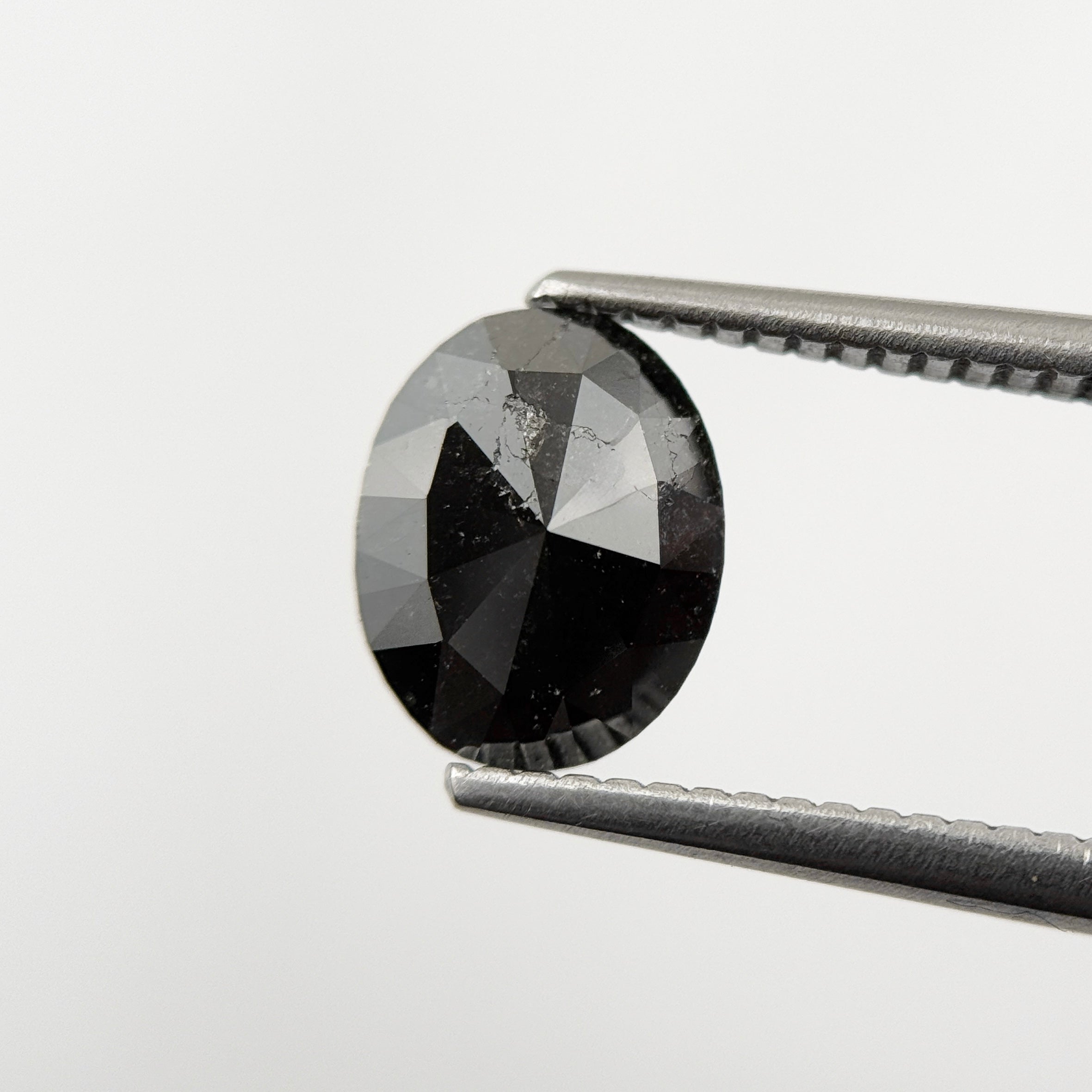 1.61 Ct Oval Rose Cut Black Natural Fancy Diamond