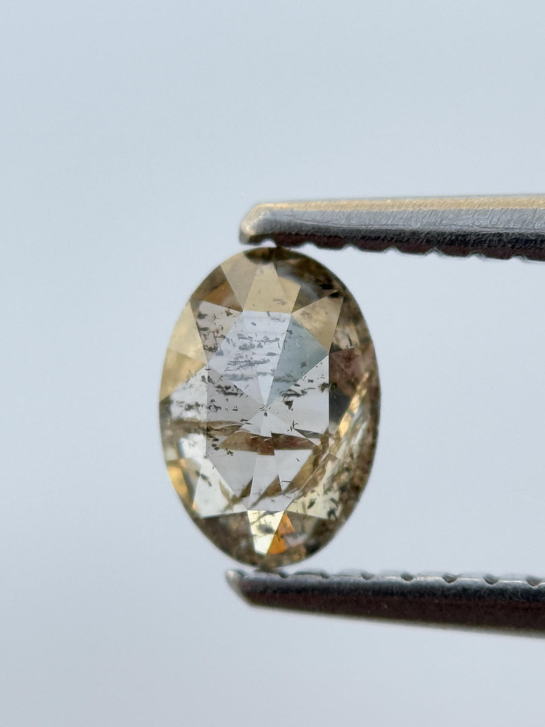 0.52 Ct Oval Rose Cut Yellow Natural Salt and Pepper Diamond