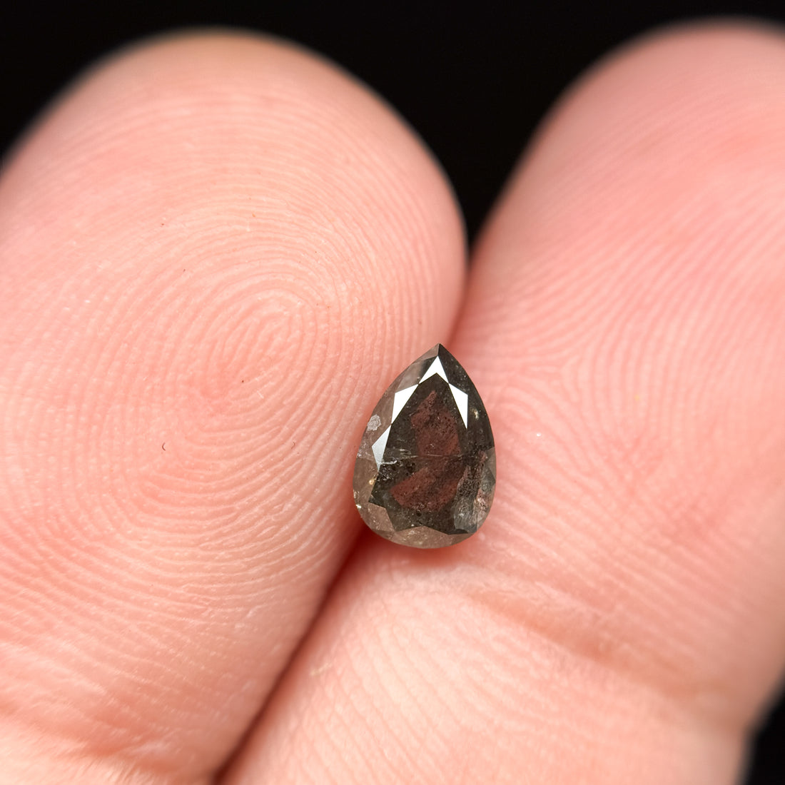 0.72 Ct Pear Rose Cut Grey Natural Vintage Diamond
