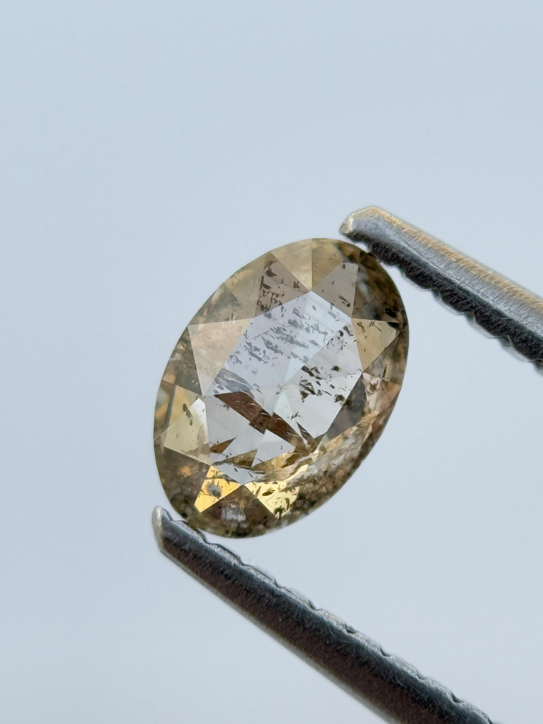 0.52 Ct Oval Rose Cut Yellow Natural Salt and Pepper Diamond