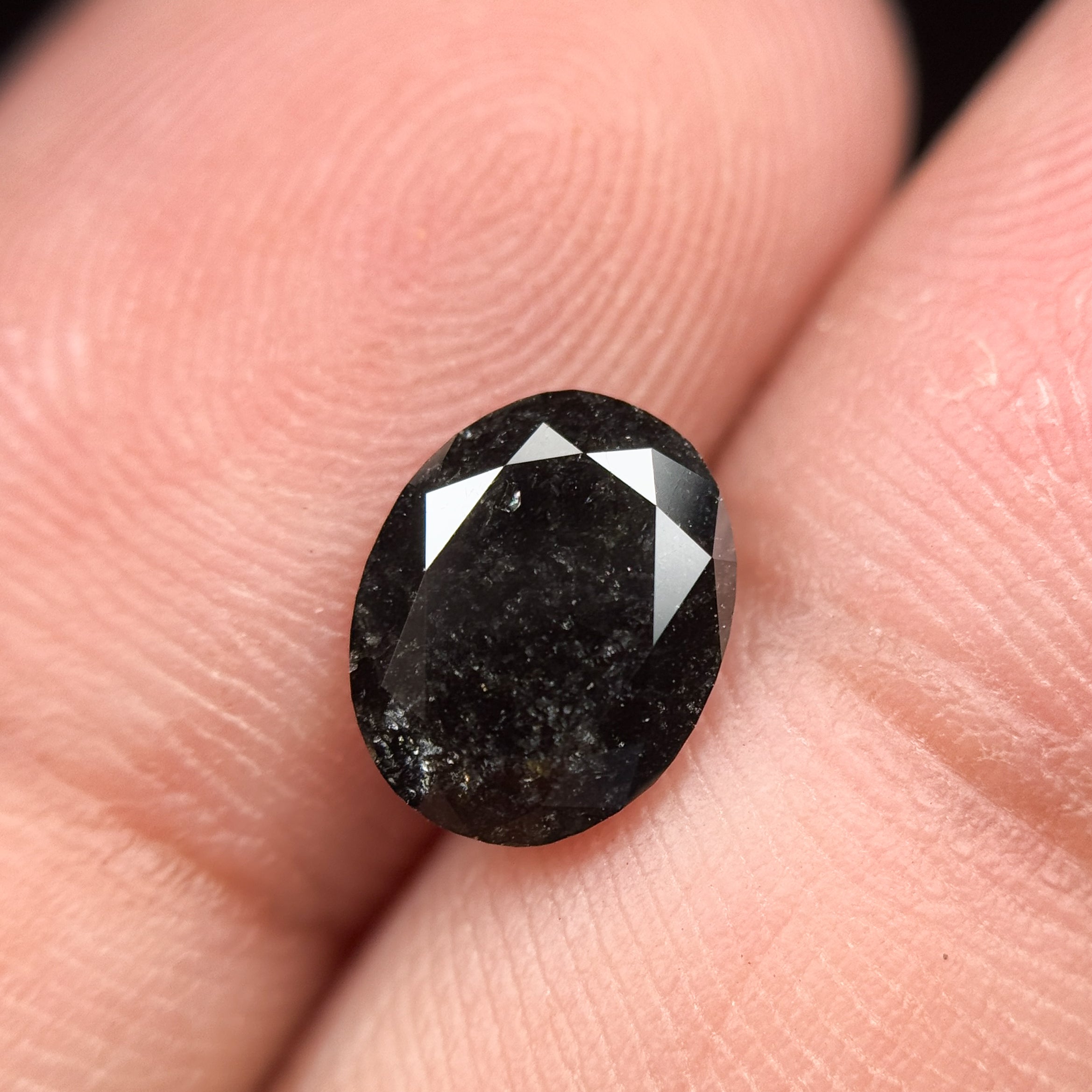 1.61 Ct Oval Rose Cut Black Natural Fancy Diamond