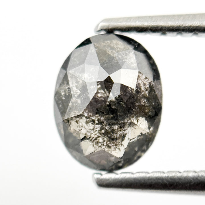 1.10 Ct Oval Rose Cut Grey Natural Salt and Pepper Diamond