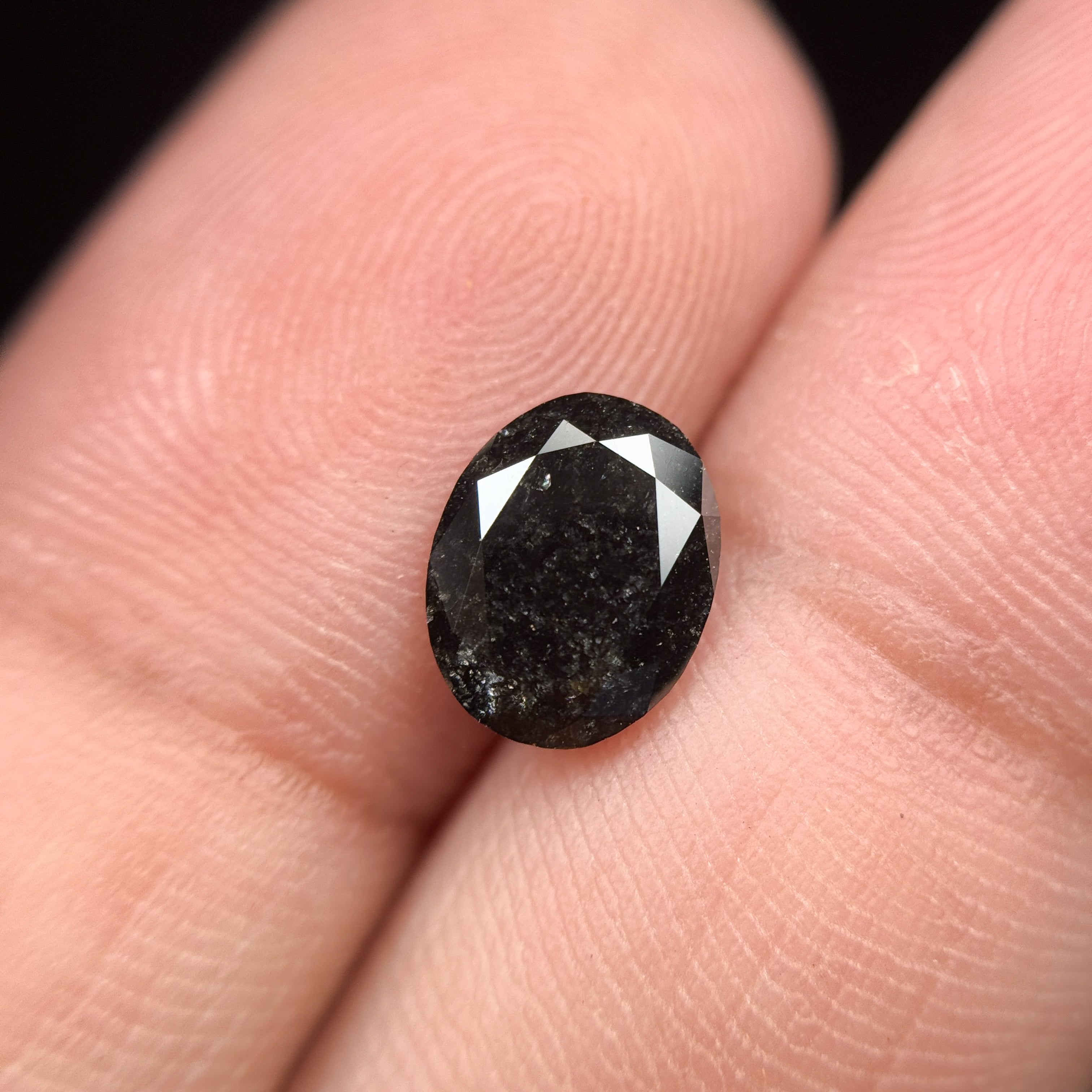 1.61 Ct Oval Rose Cut Black Natural Fancy Diamond