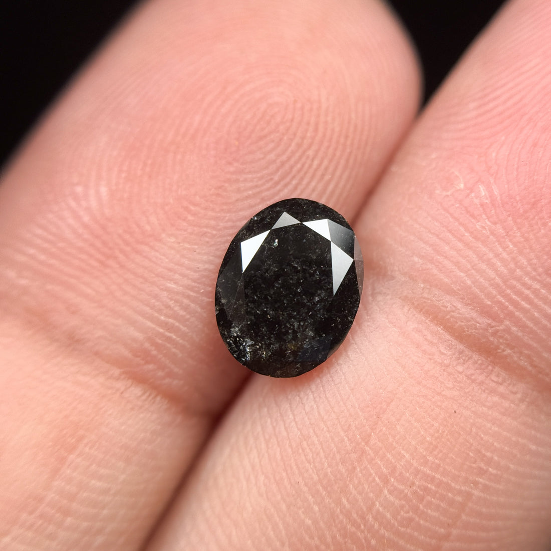 1.61 Ct Oval Rose Cut Black Natural Fancy Diamond