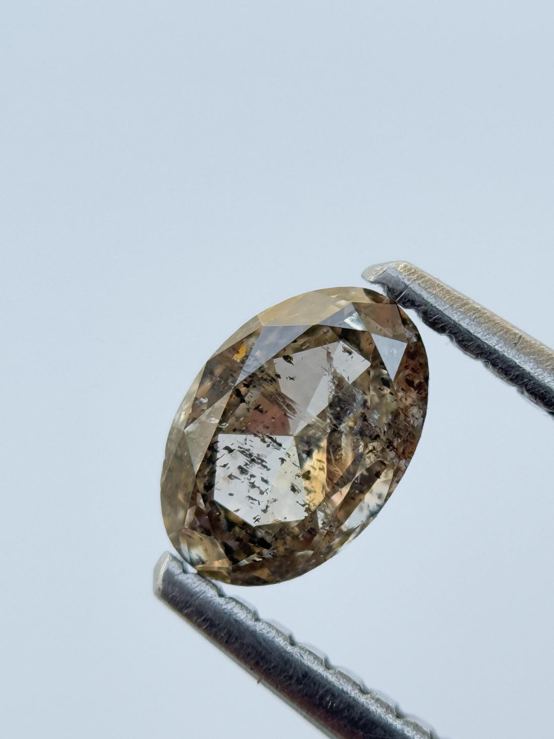 0.52 Ct Oval Rose Cut Yellow Natural Salt and Pepper Diamond