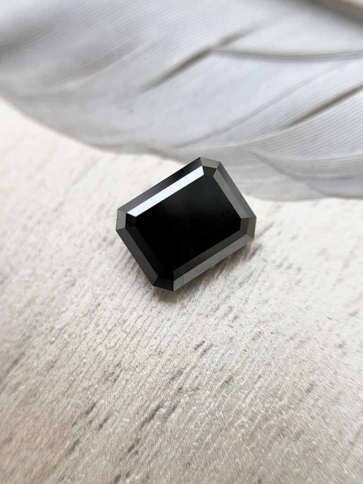 2.69 Ct Emerald Rose Cut Black Natural Salt and Pepper Diamond