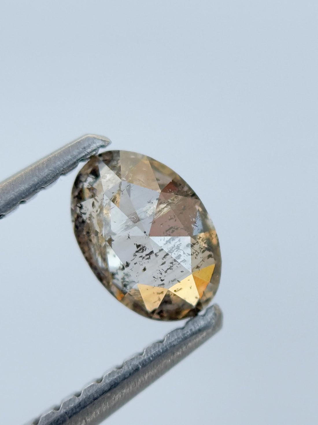 0.52 Ct Oval Rose Cut Yellow Natural Salt and Pepper Diamond