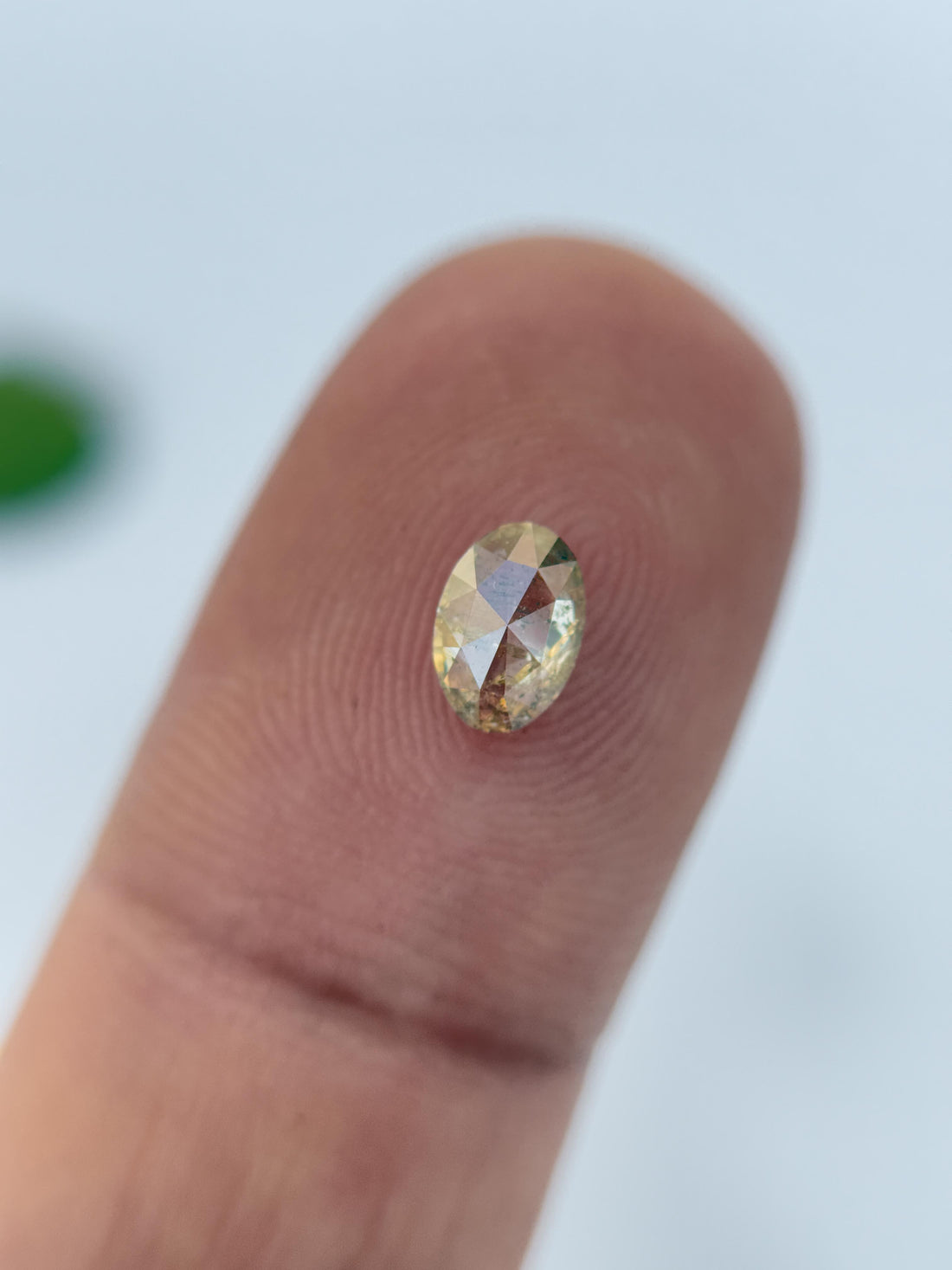 0.52 Ct Oval Rose Cut Yellow Natural Salt and Pepper Diamond