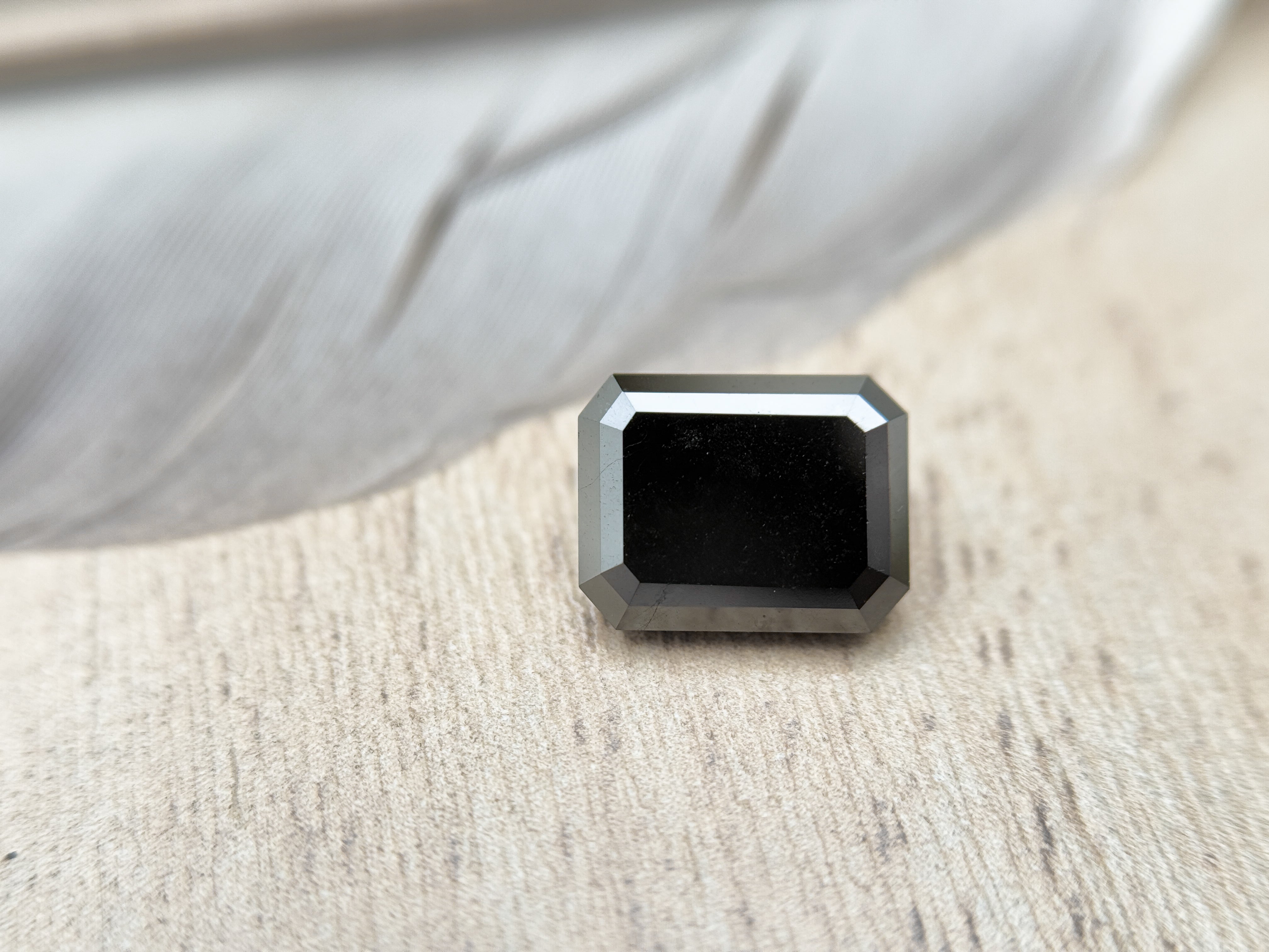 2.69 Ct Emerald Rose Cut Black Natural Salt and Pepper Diamond