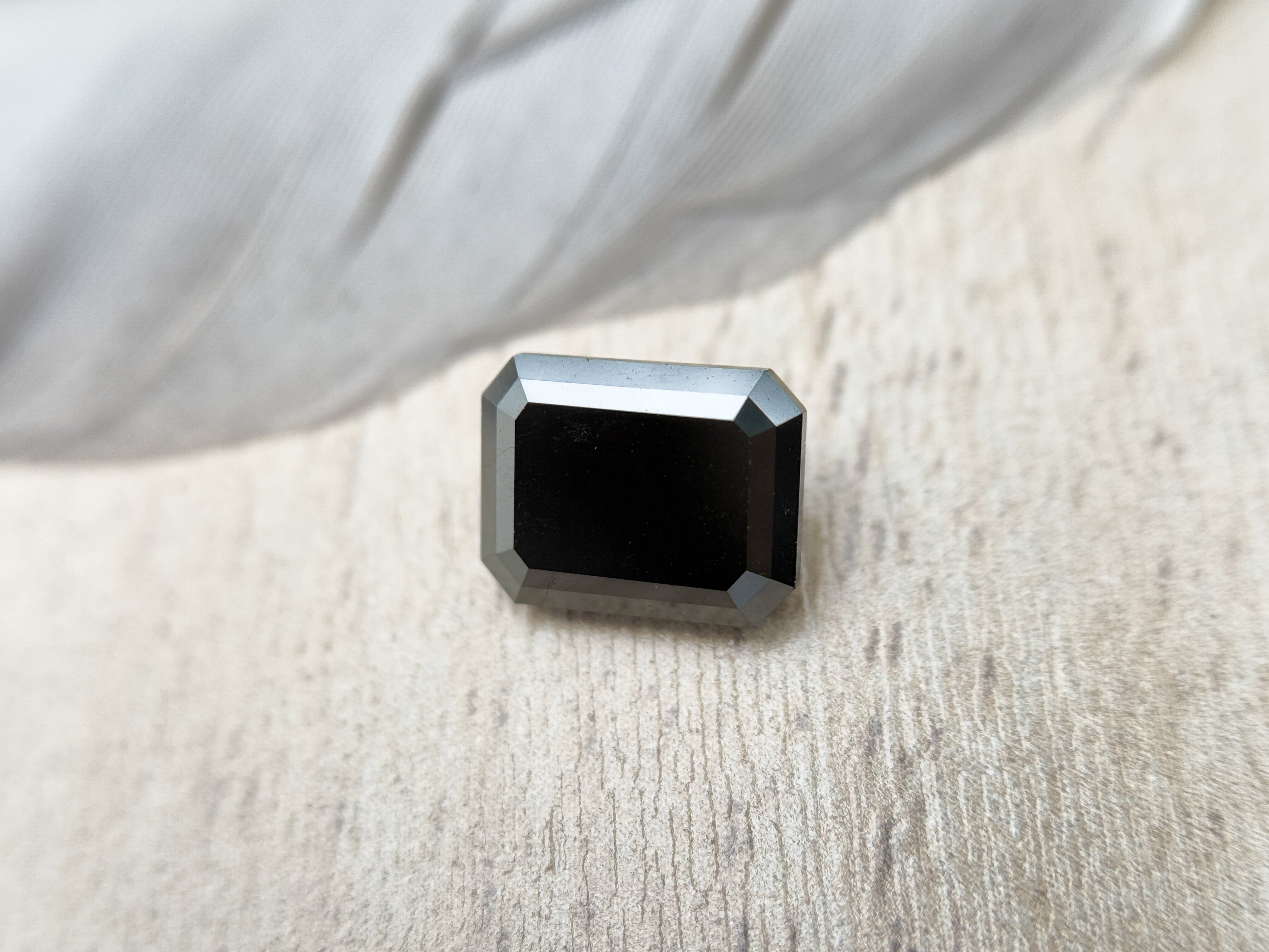 2.69 Ct Emerald Rose Cut Black Natural Salt and Pepper Diamond