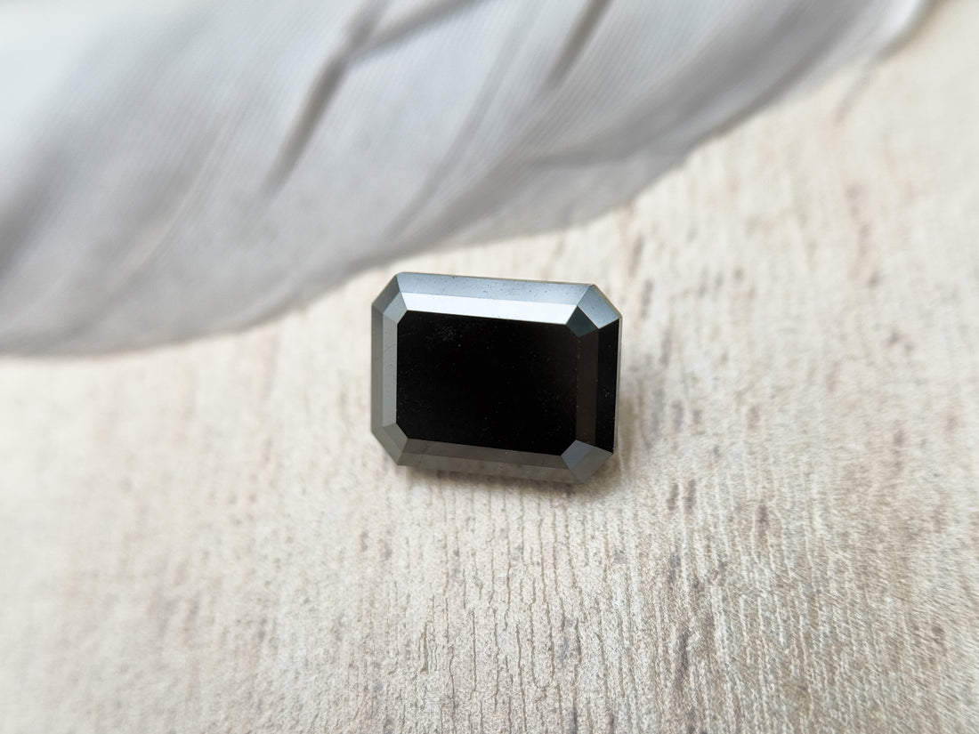 2.69 Ct Emerald Rose Cut Black Natural Salt and Pepper Diamond
