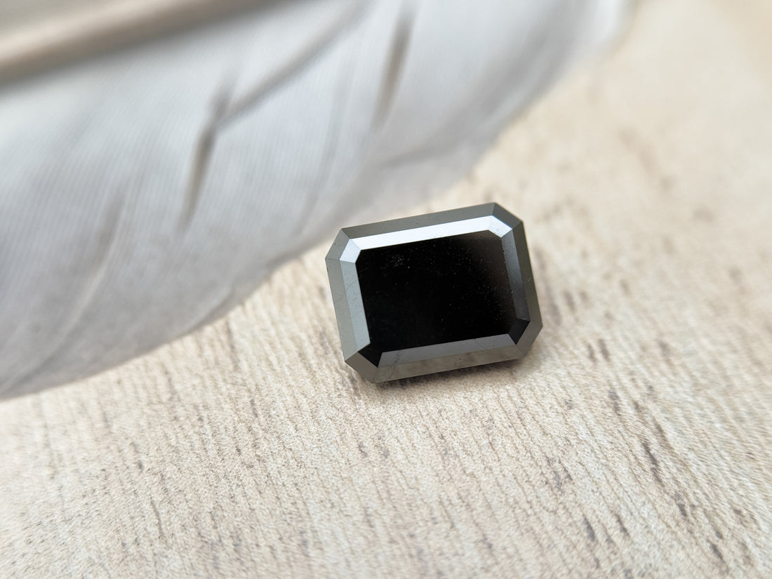 2.69 Ct Emerald Rose Cut Black Natural Salt and Pepper Diamond