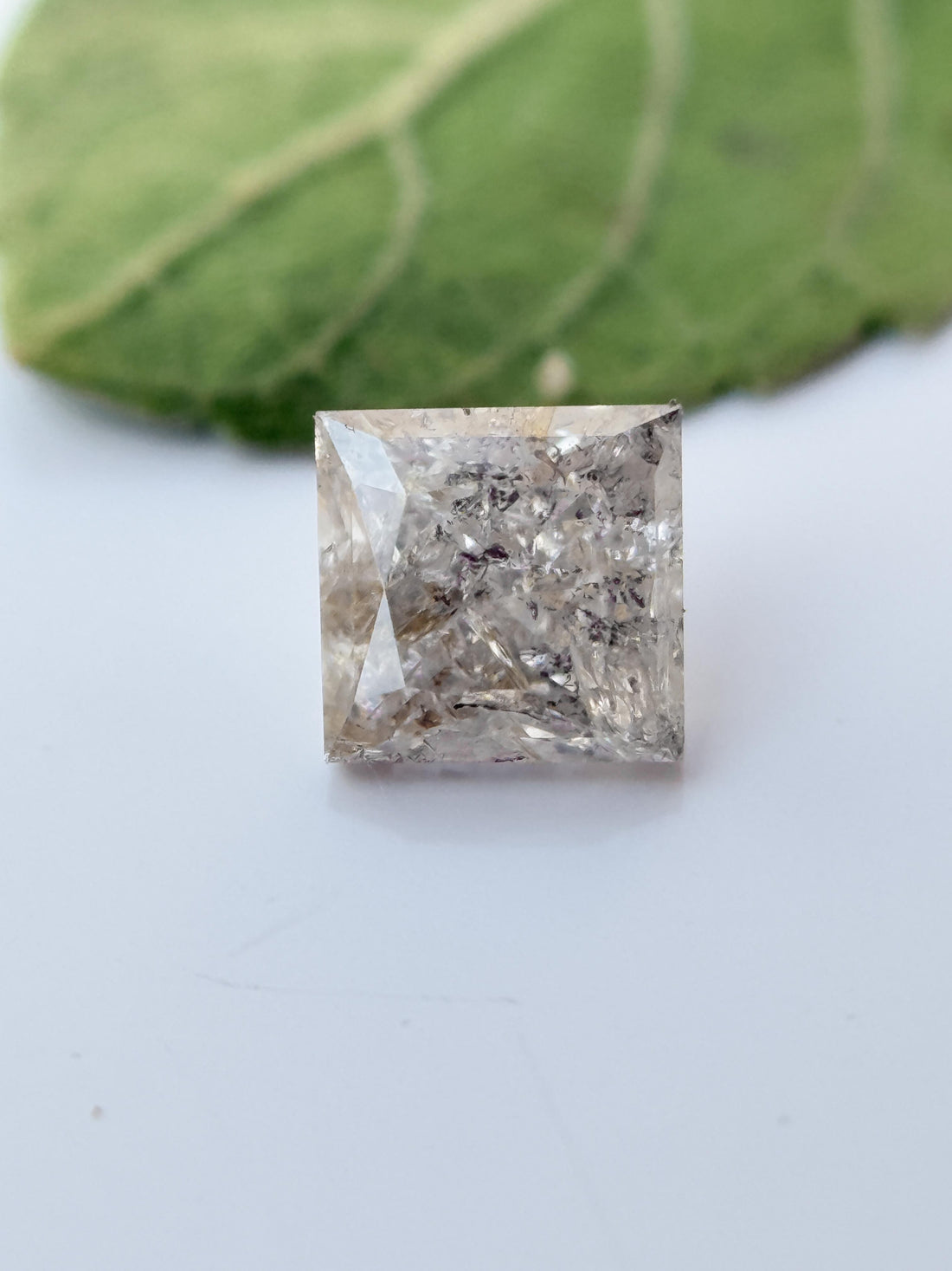 0.38 Ct Princess Rose Cut Grey Natural Salt and Pepper Diamond