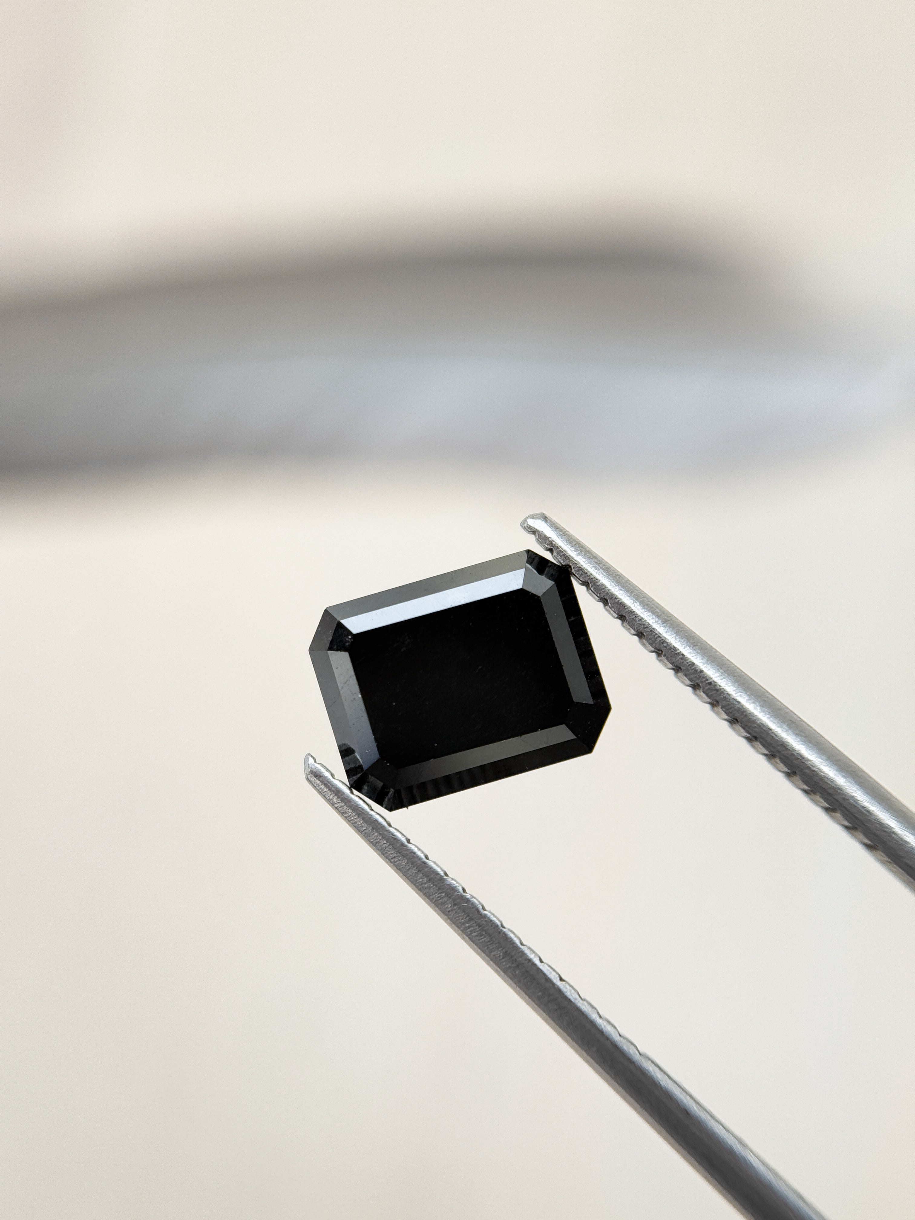 2.69 Ct Emerald Rose Cut Black Natural Salt and Pepper Diamond