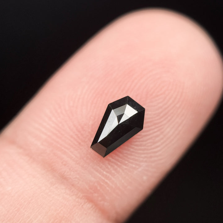0.81 Ct Shield Rose Cut Black Natural Salt and Pepper Diamond