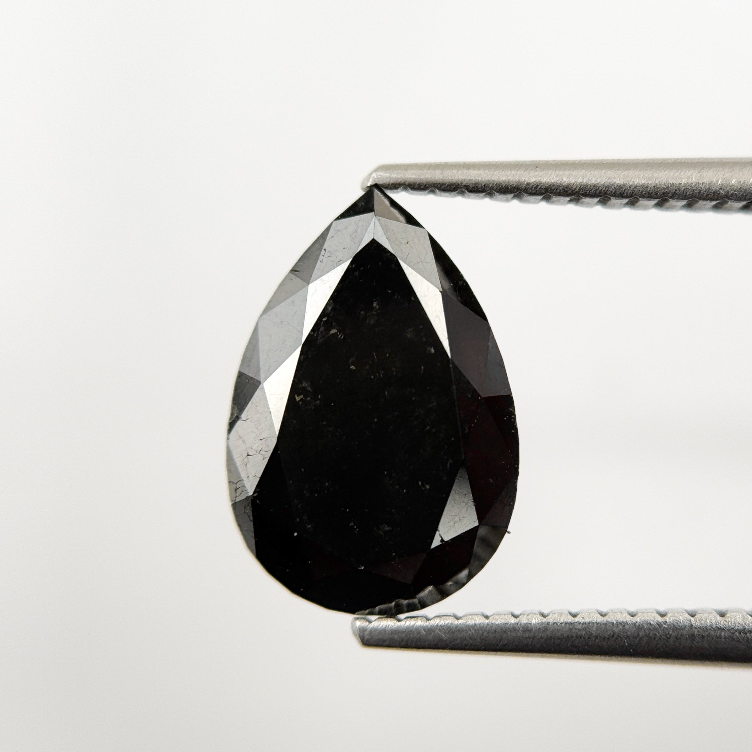 12 MM Pear Rose Cut Black Natural Fancy Diamond
