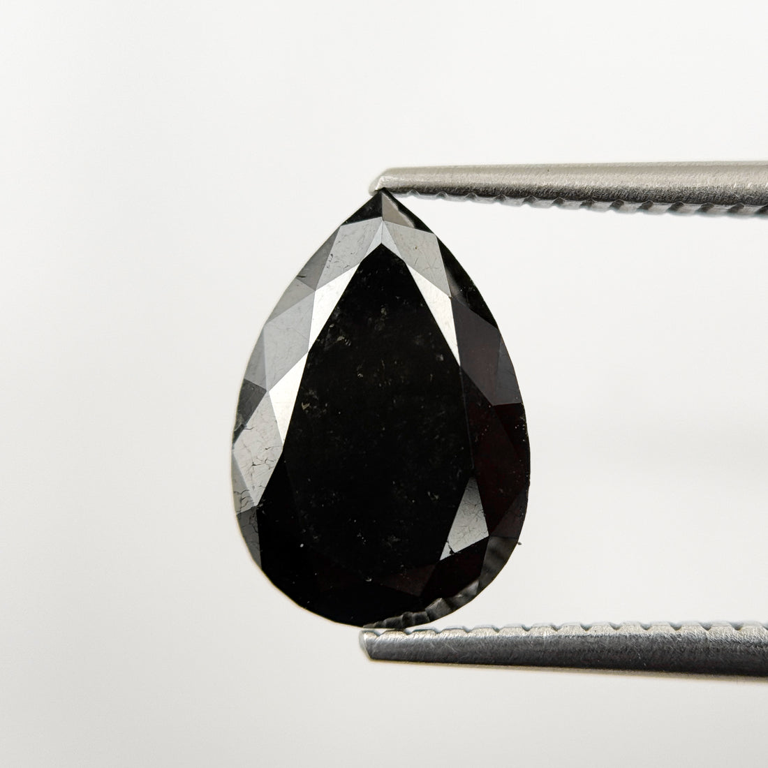 12 MM Pear Rose Cut Black Natural Fancy Diamond