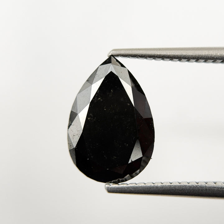 12 MM Pear Rose Cut Black Natural Fancy Diamond