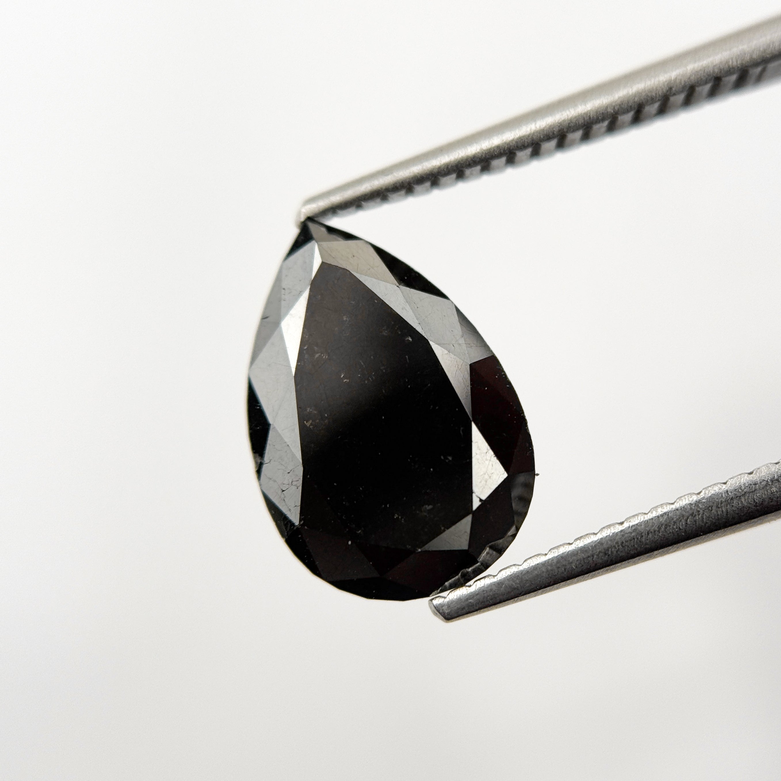12 MM Pear Rose Cut Black Natural Fancy Diamond