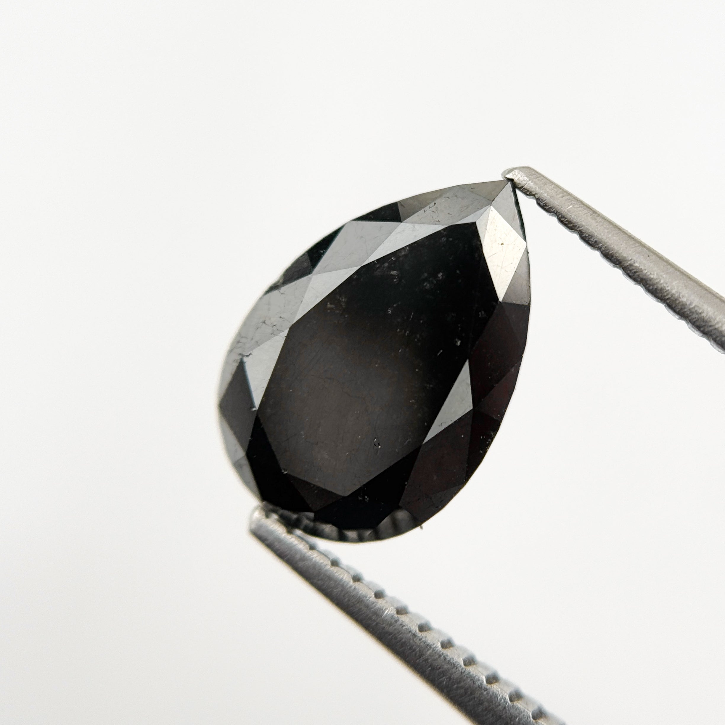 12 MM Pear Rose Cut Black Natural Fancy Diamond