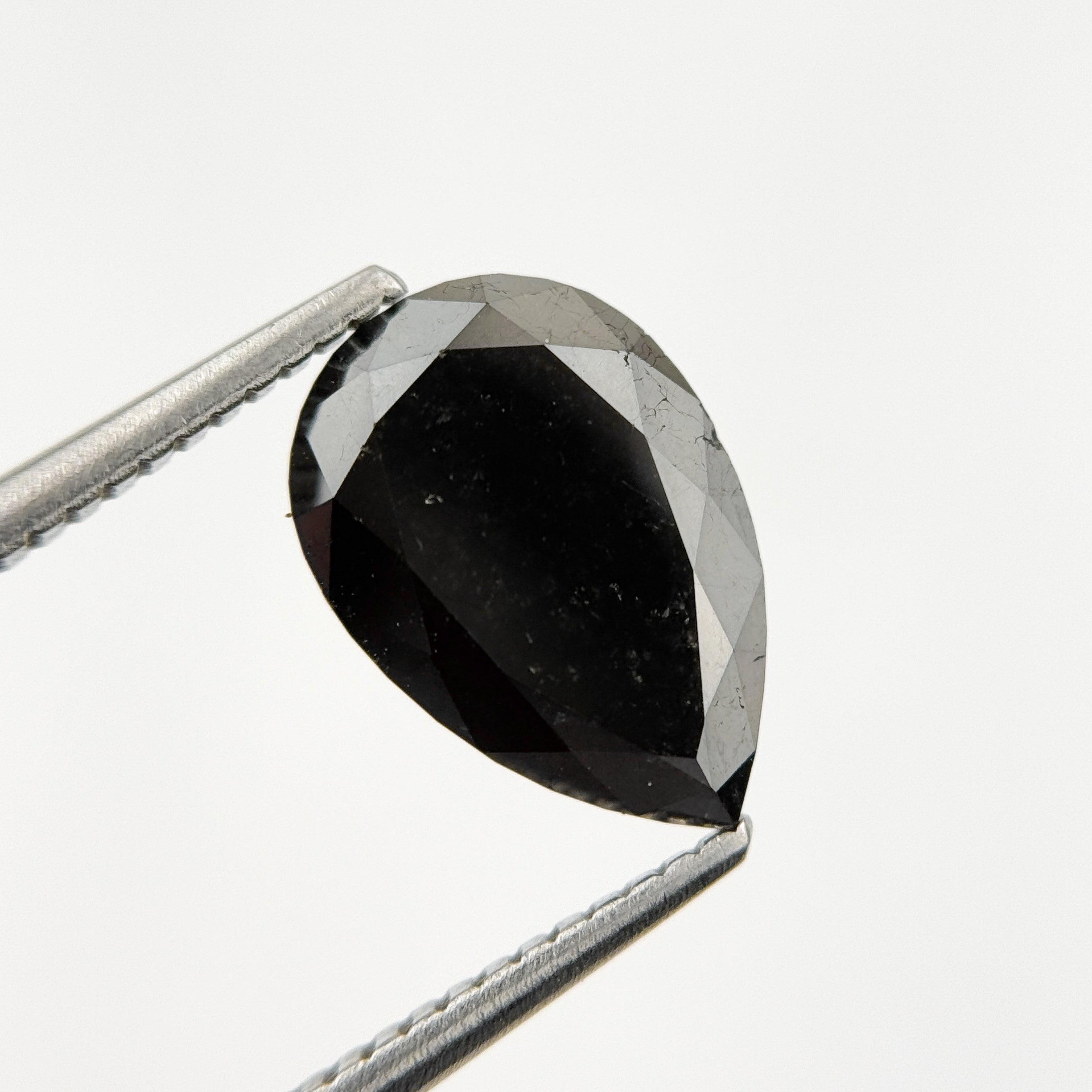 12 MM Pear Rose Cut Black Natural Fancy Diamond