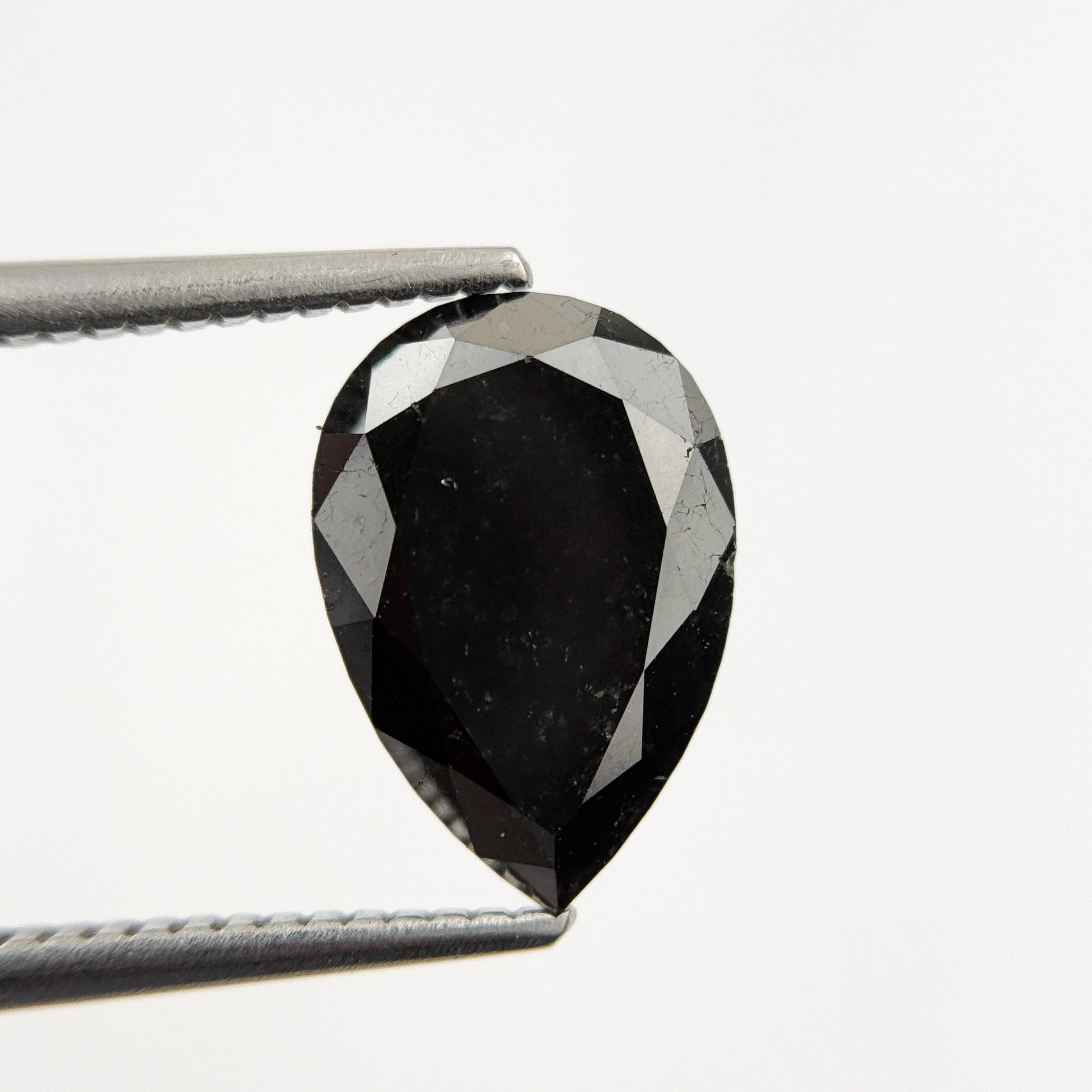 12 MM Pear Rose Cut Black Natural Fancy Diamond