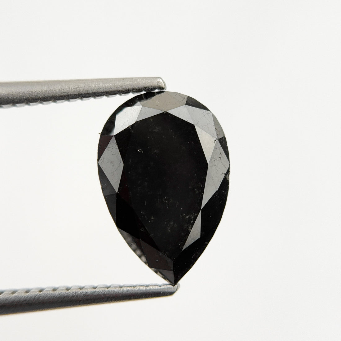 12 MM Pear Rose Cut Black Natural Fancy Diamond