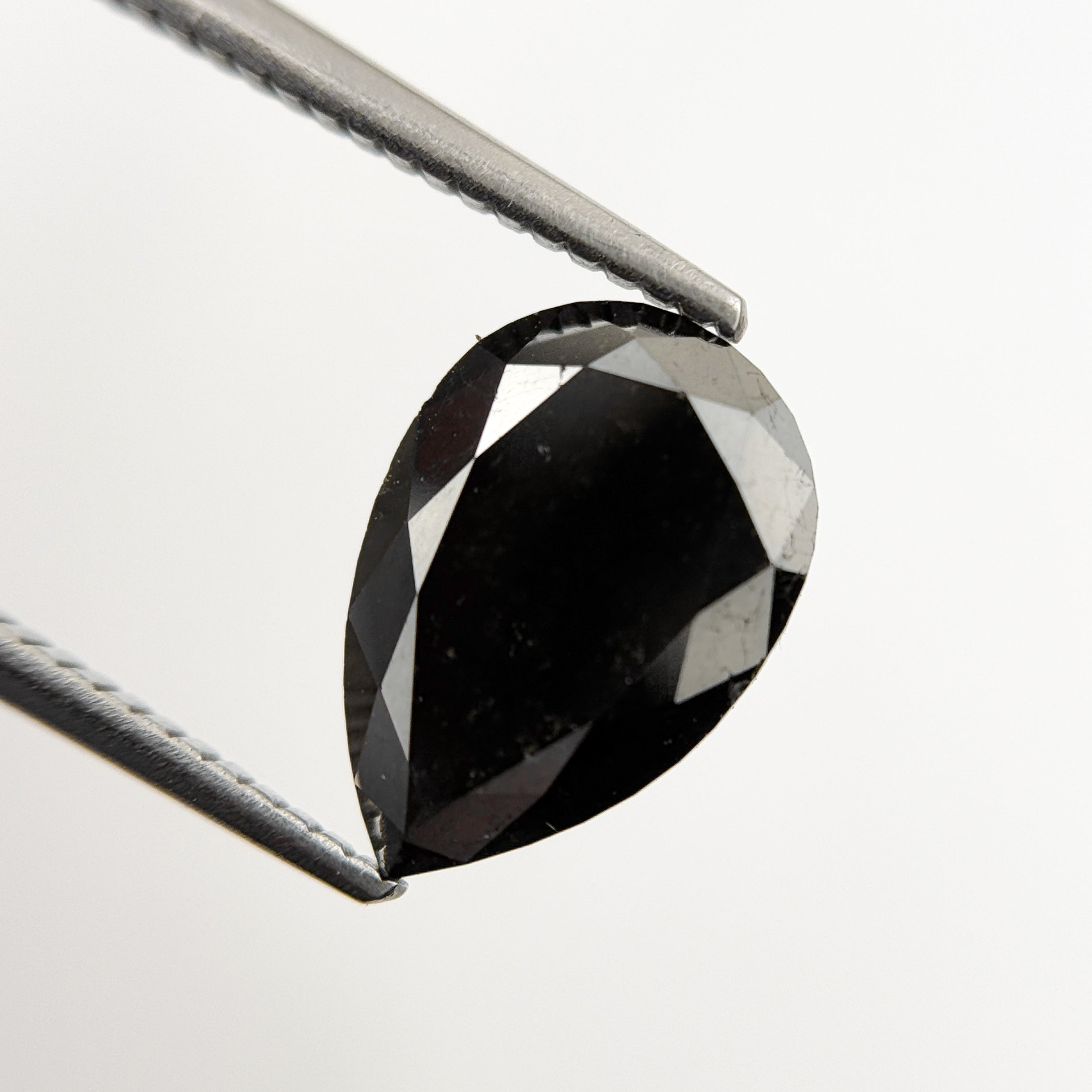 12 MM Pear Rose Cut Black Natural Fancy Diamond