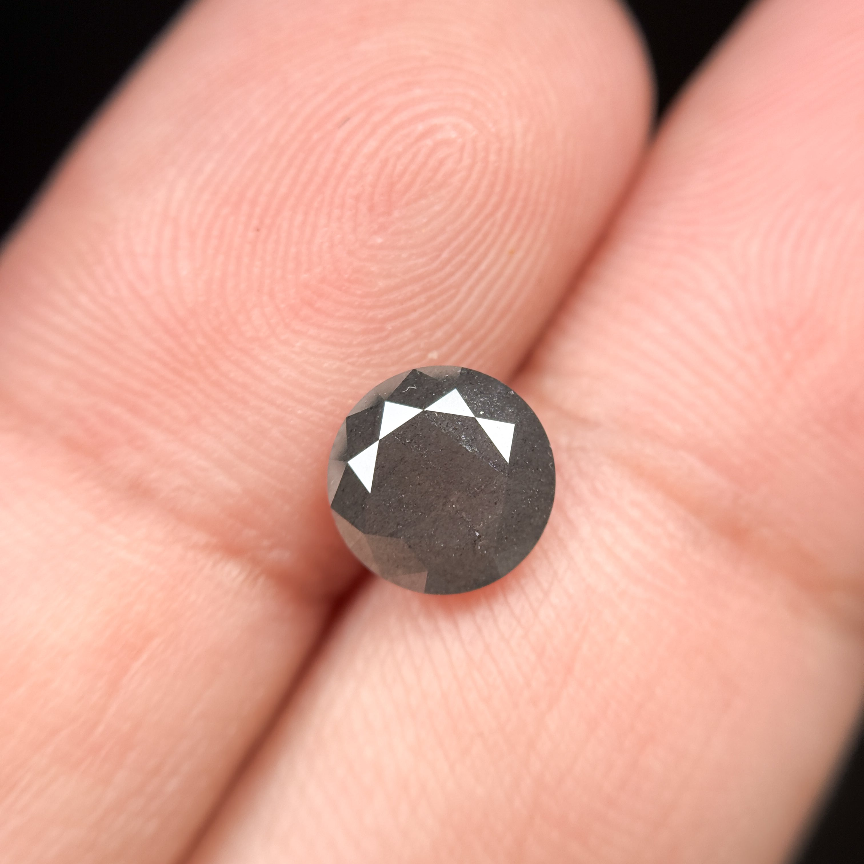 1.59 Ct Round Brilliant Cut Grey Natural Galaxy Diamond