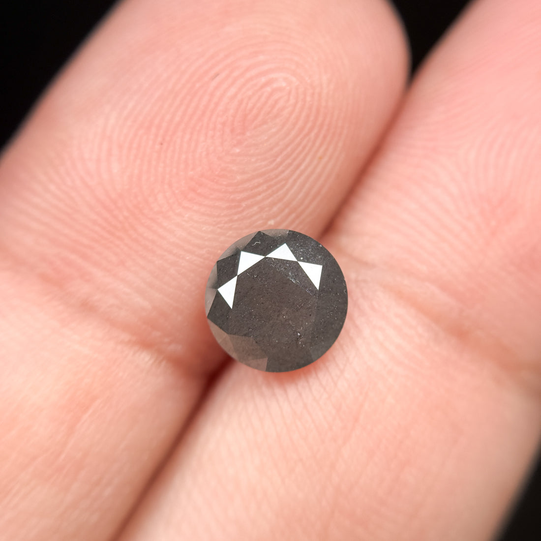 1.59 Ct Round Brilliant Cut Grey Natural Galaxy Diamond