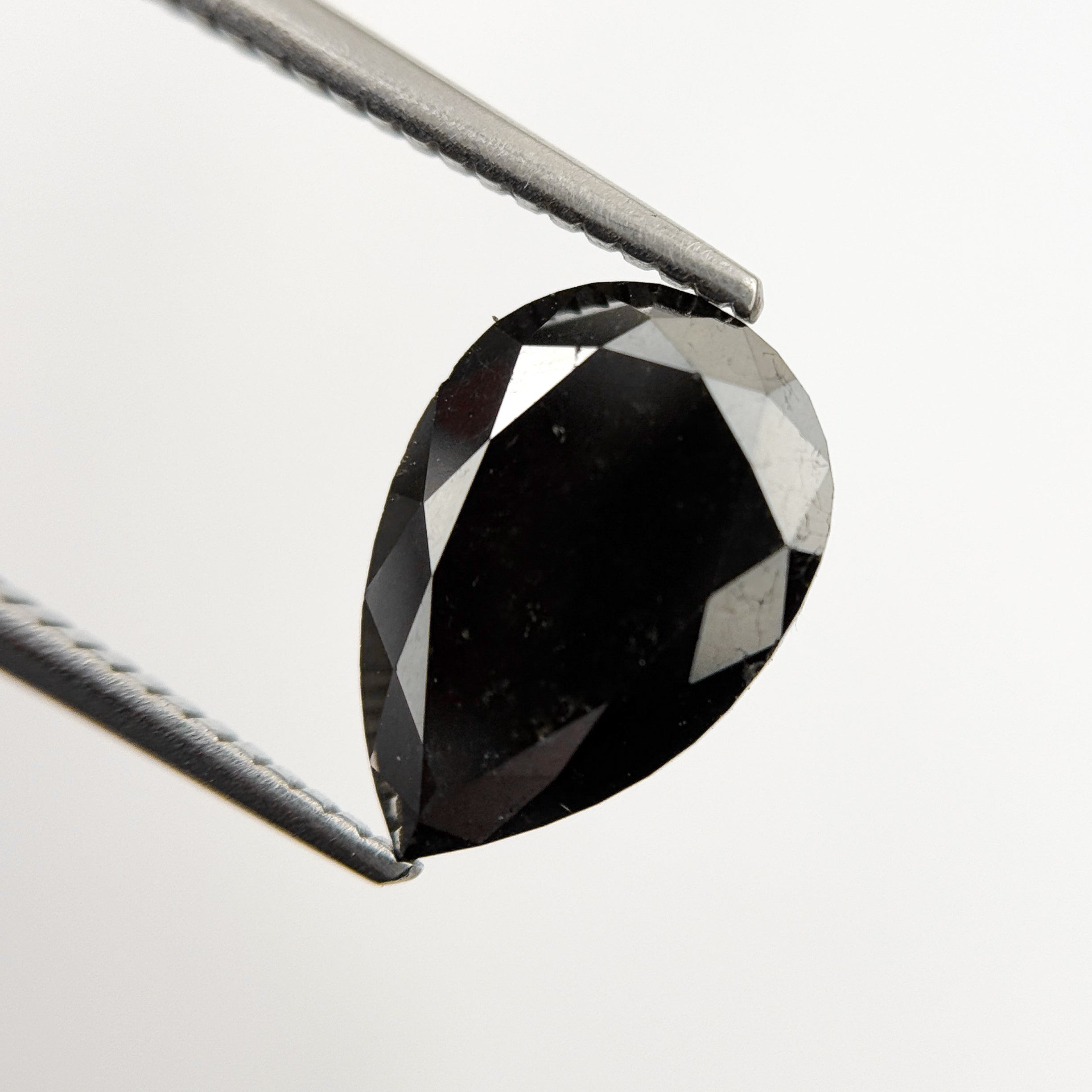12 MM Pear Rose Cut Black Natural Fancy Diamond