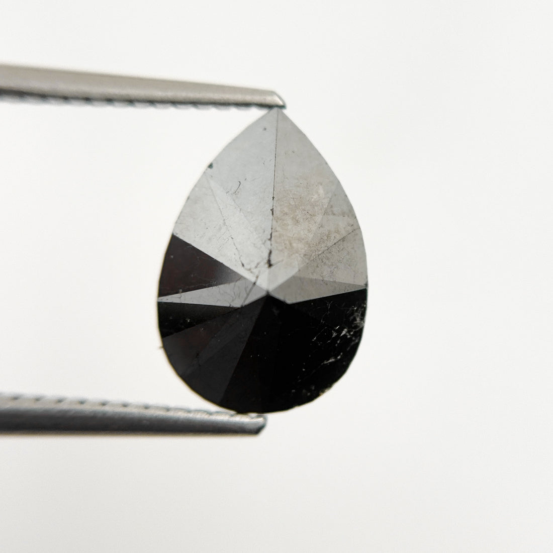 12 MM Pear Rose Cut Black Natural Fancy Diamond
