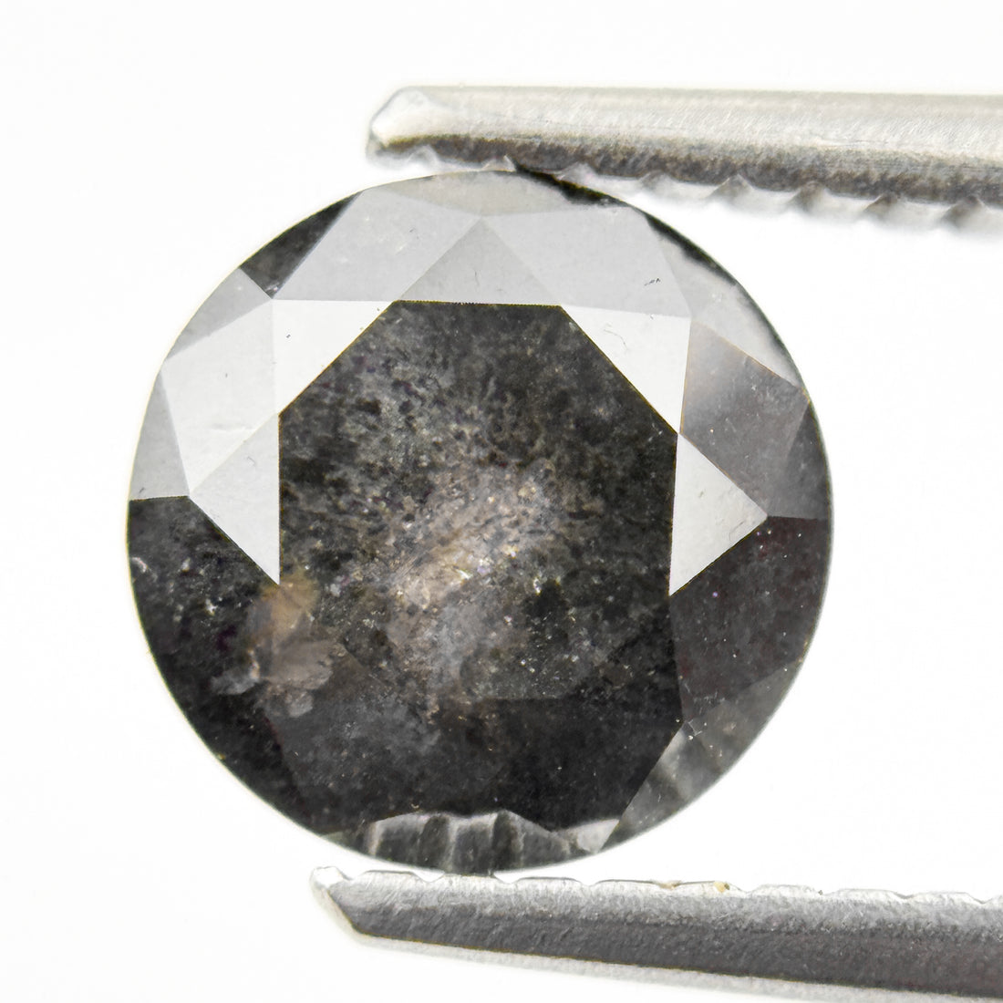 1.53 Ct Round Brilliant Cut Black Natural Galaxy Diamond