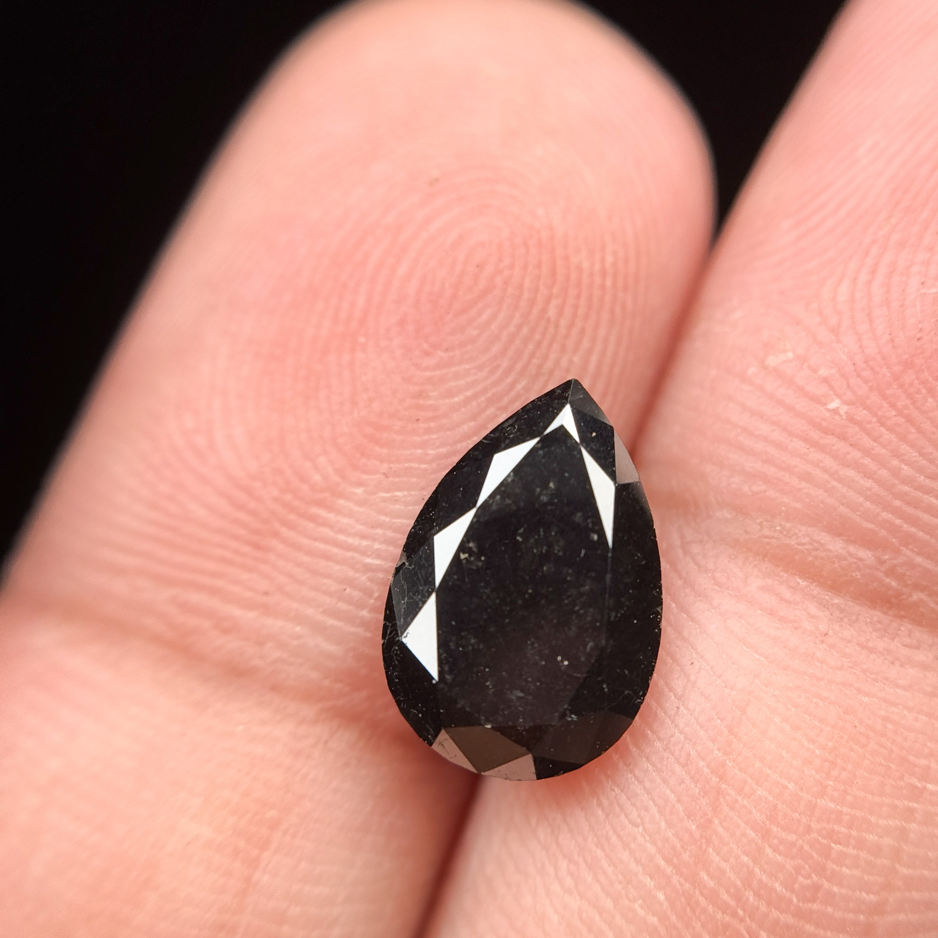 12 MM Pear Rose Cut Black Natural Fancy Diamond
