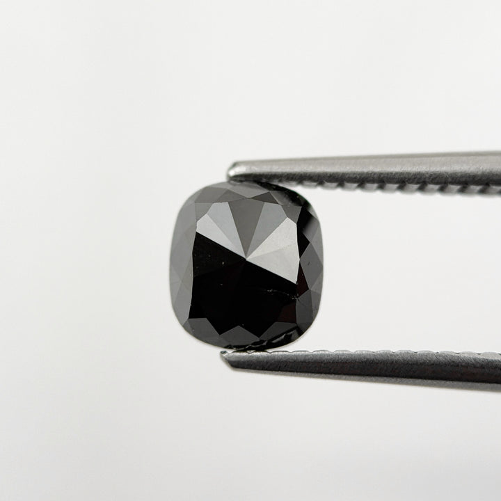 1.45 Ct Cushion Rose Cut Black Natural Fancy Diamond