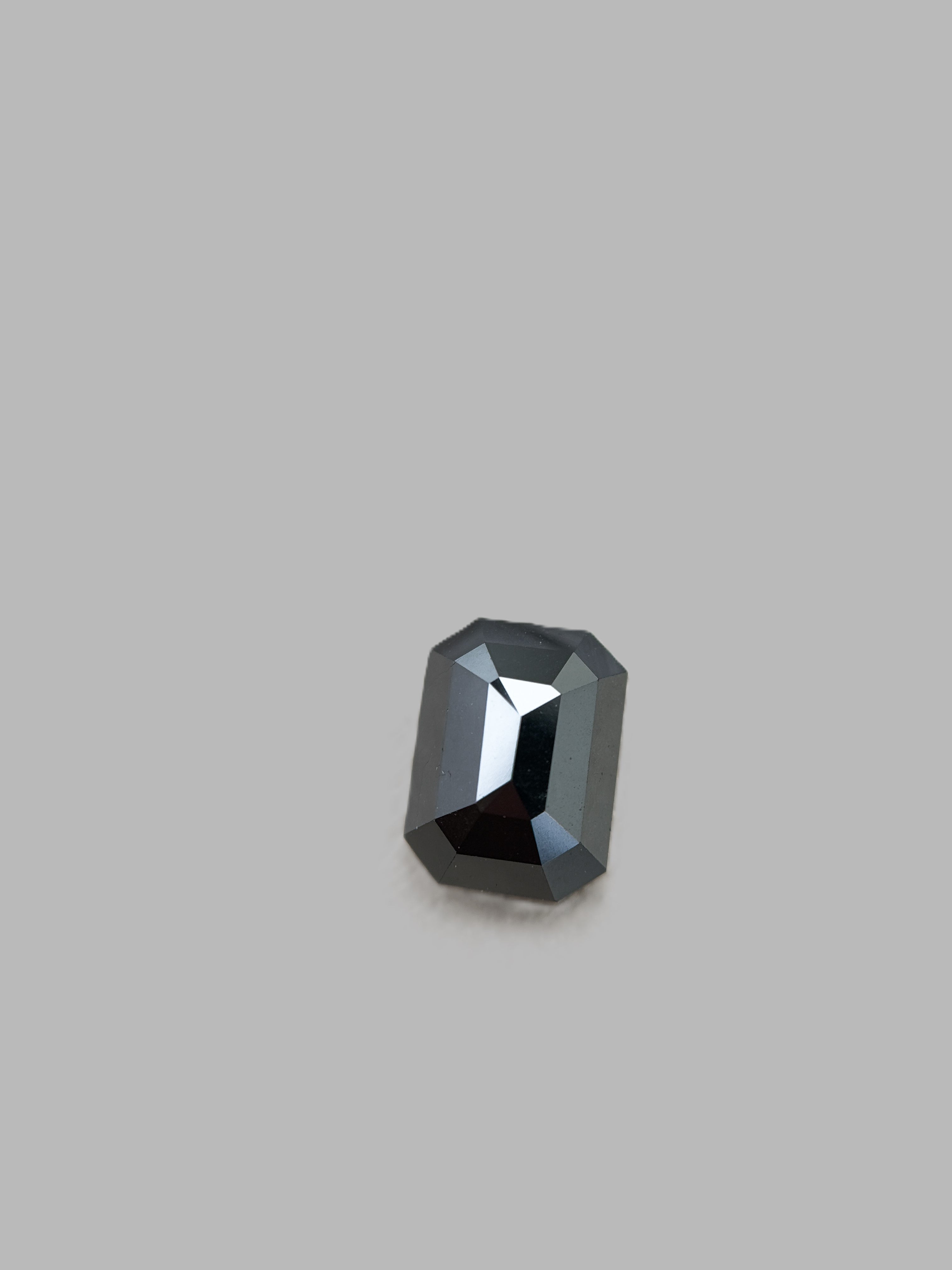2.13 Ct Emerald Rose Cut Black Natural Salt and Pepper Diamond