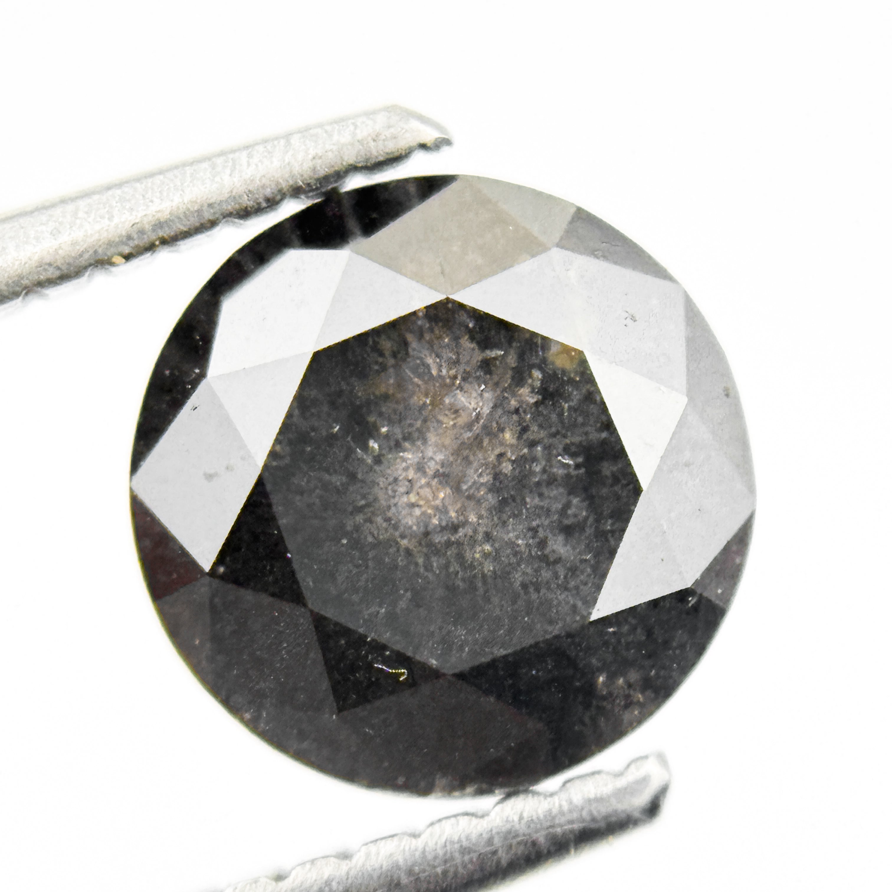 1.53 Ct Round Brilliant Cut Black Natural Galaxy Diamond