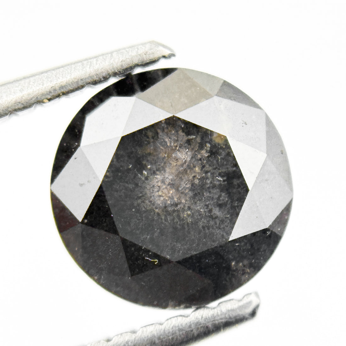 1.53 Ct Round Brilliant Cut Black Natural Galaxy Diamond