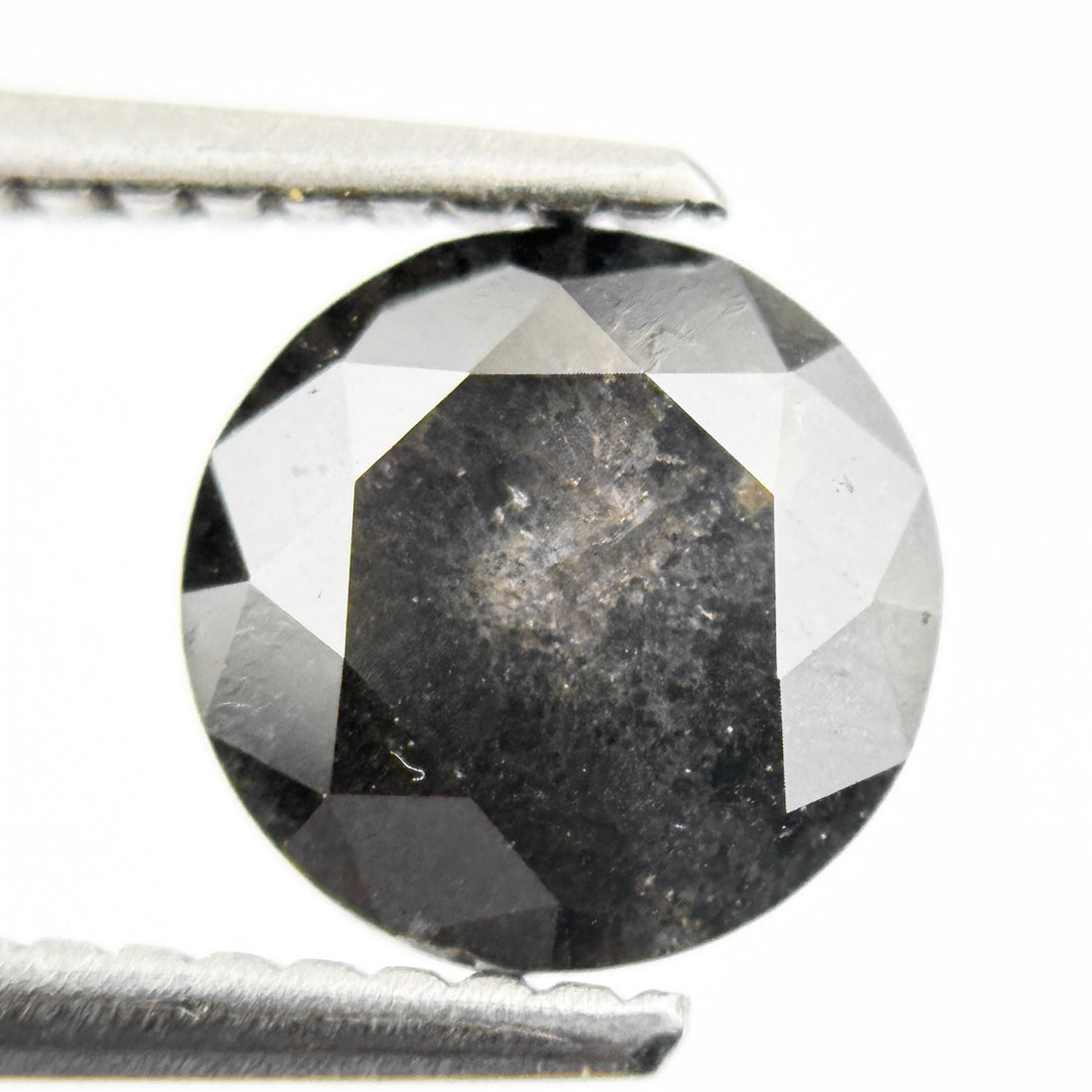 1.53 Ct Round Brilliant Cut Black Natural Galaxy Diamond