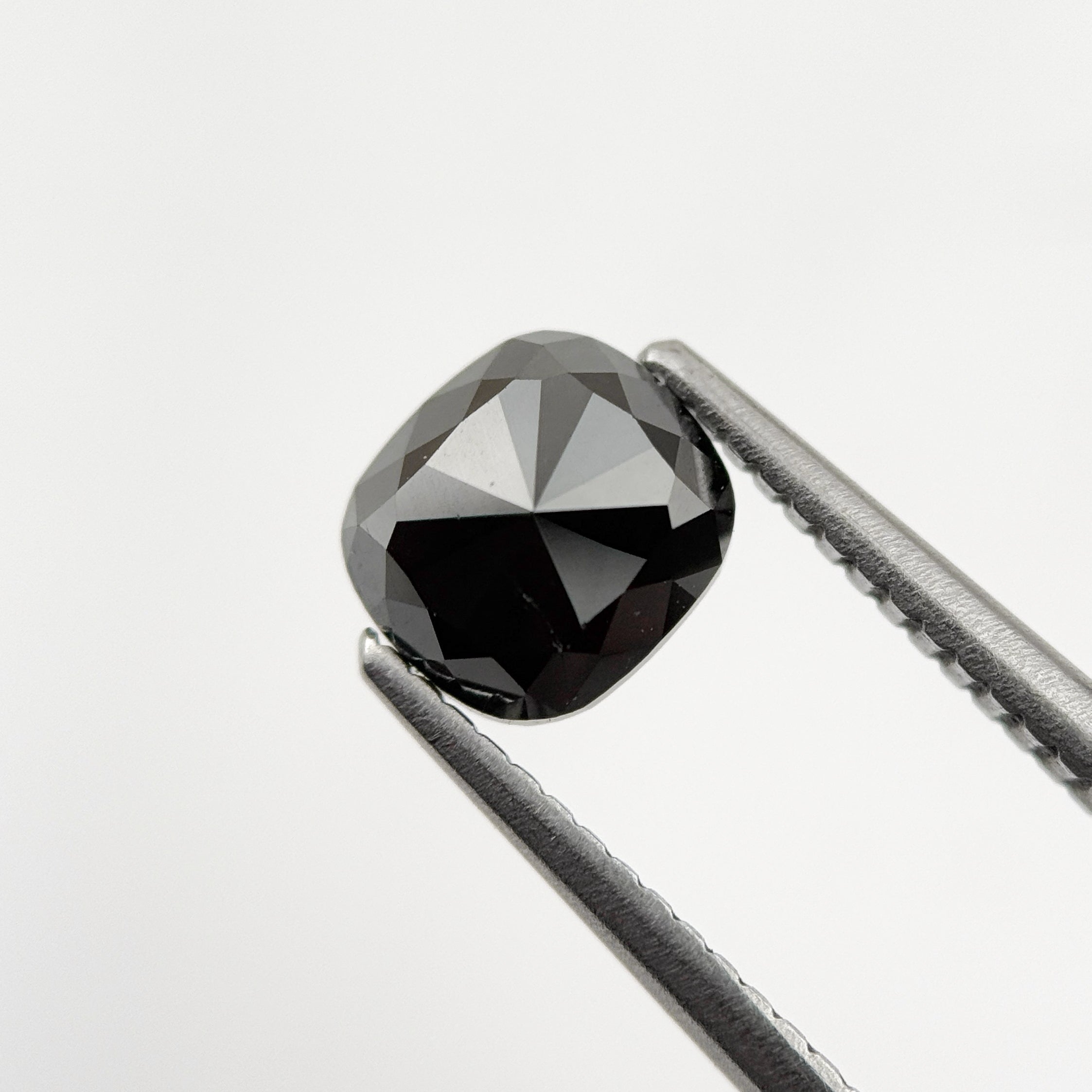 1.45 Ct Cushion Rose Cut Black Natural Fancy Diamond