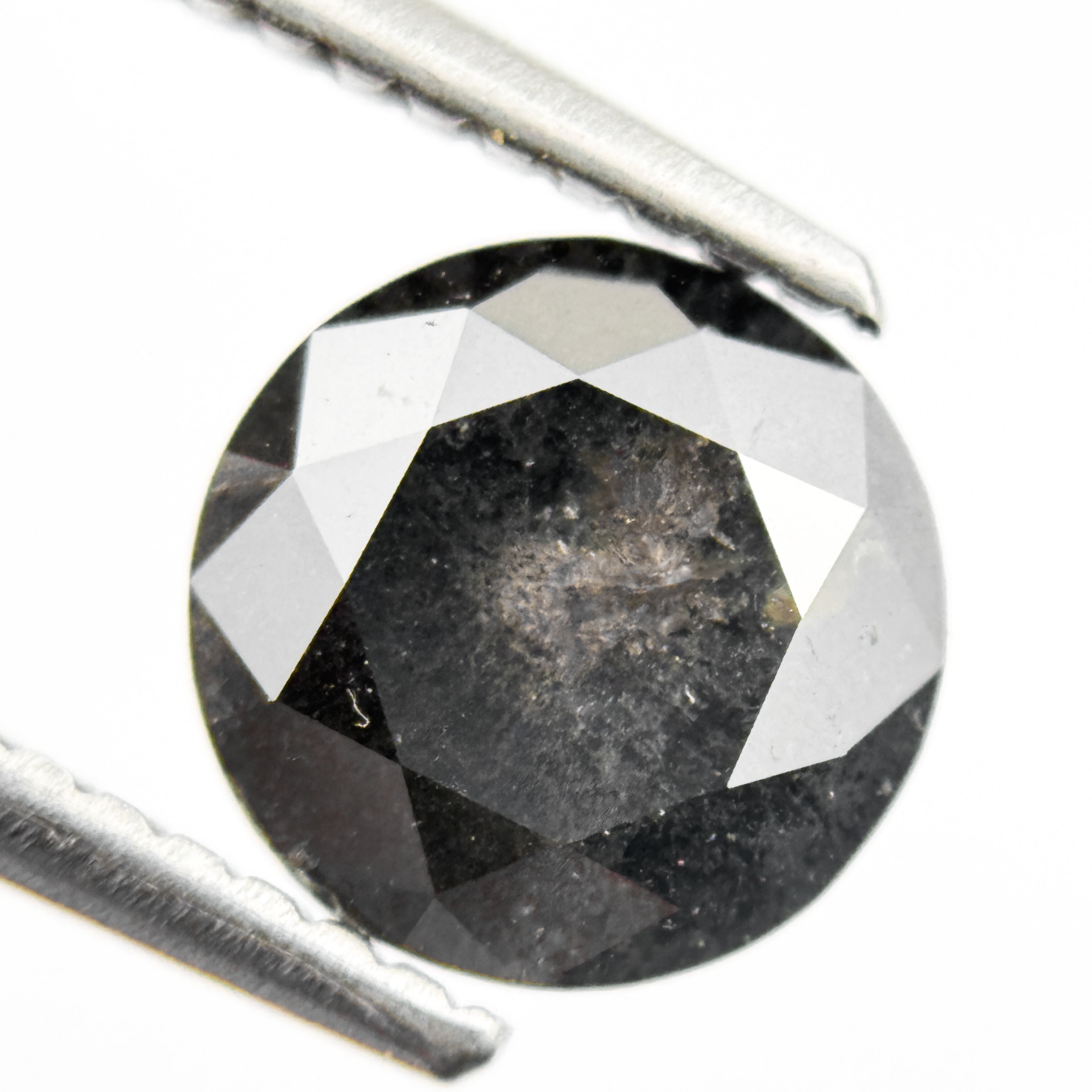 1.53 Ct Round Brilliant Cut Black Natural Galaxy Diamond