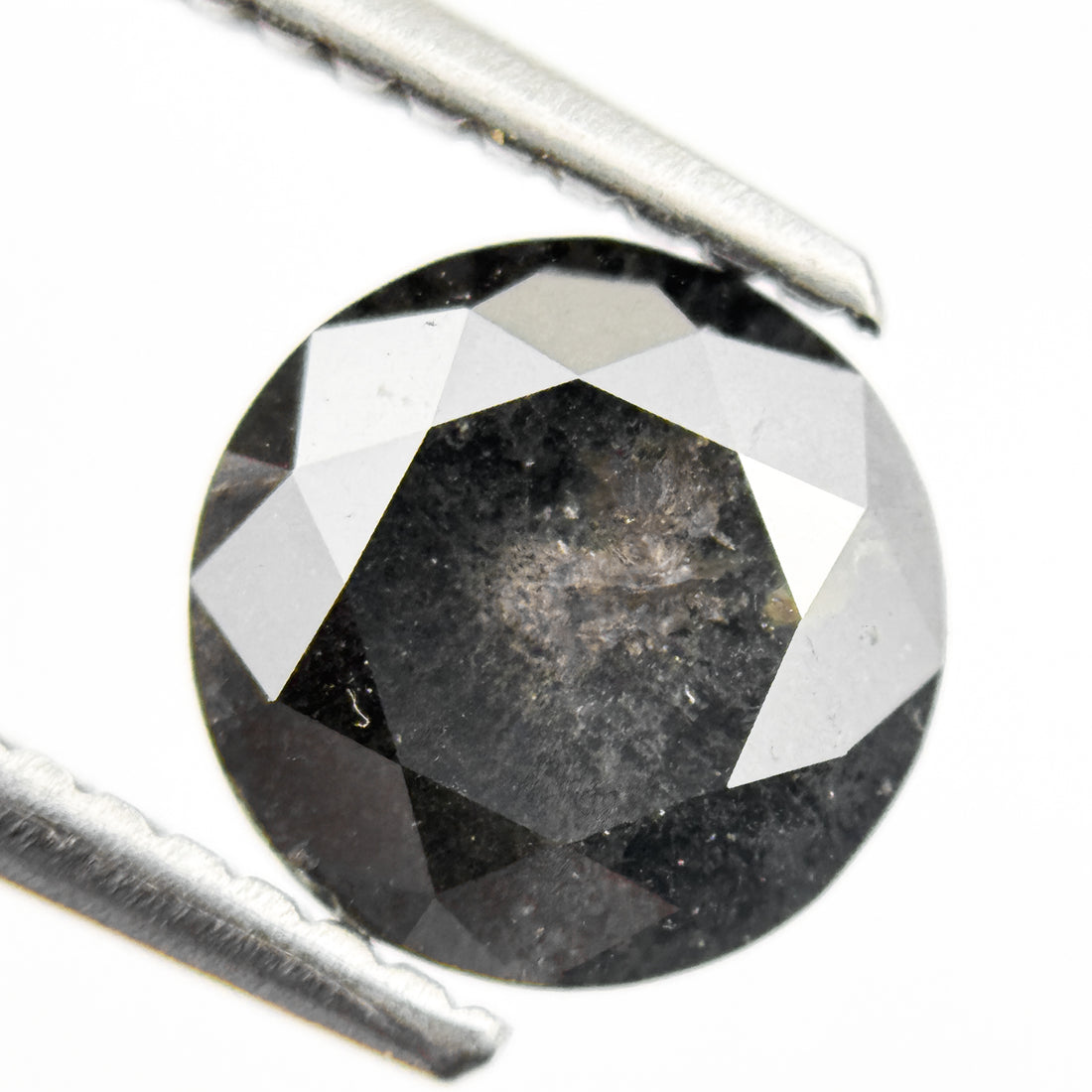 1.53 Ct Round Brilliant Cut Black Natural Galaxy Diamond