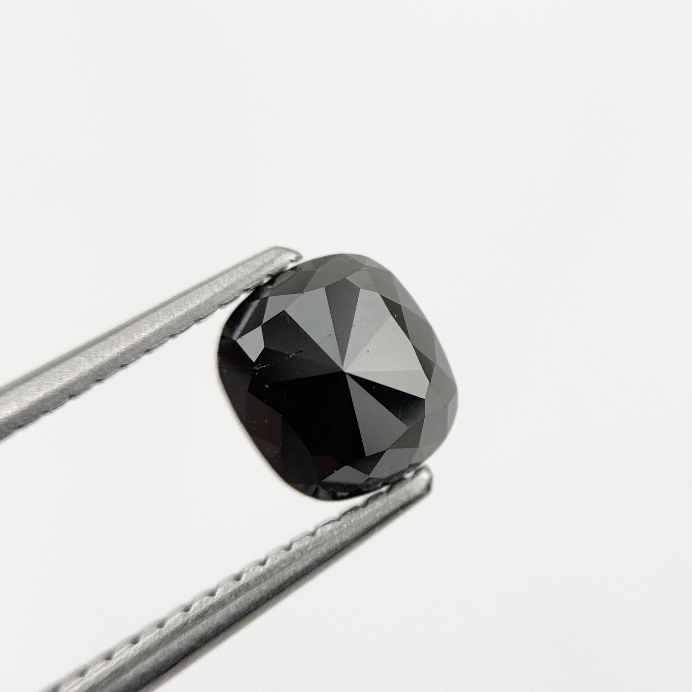 1.45 Ct Cushion Rose Cut Black Natural Fancy Diamond