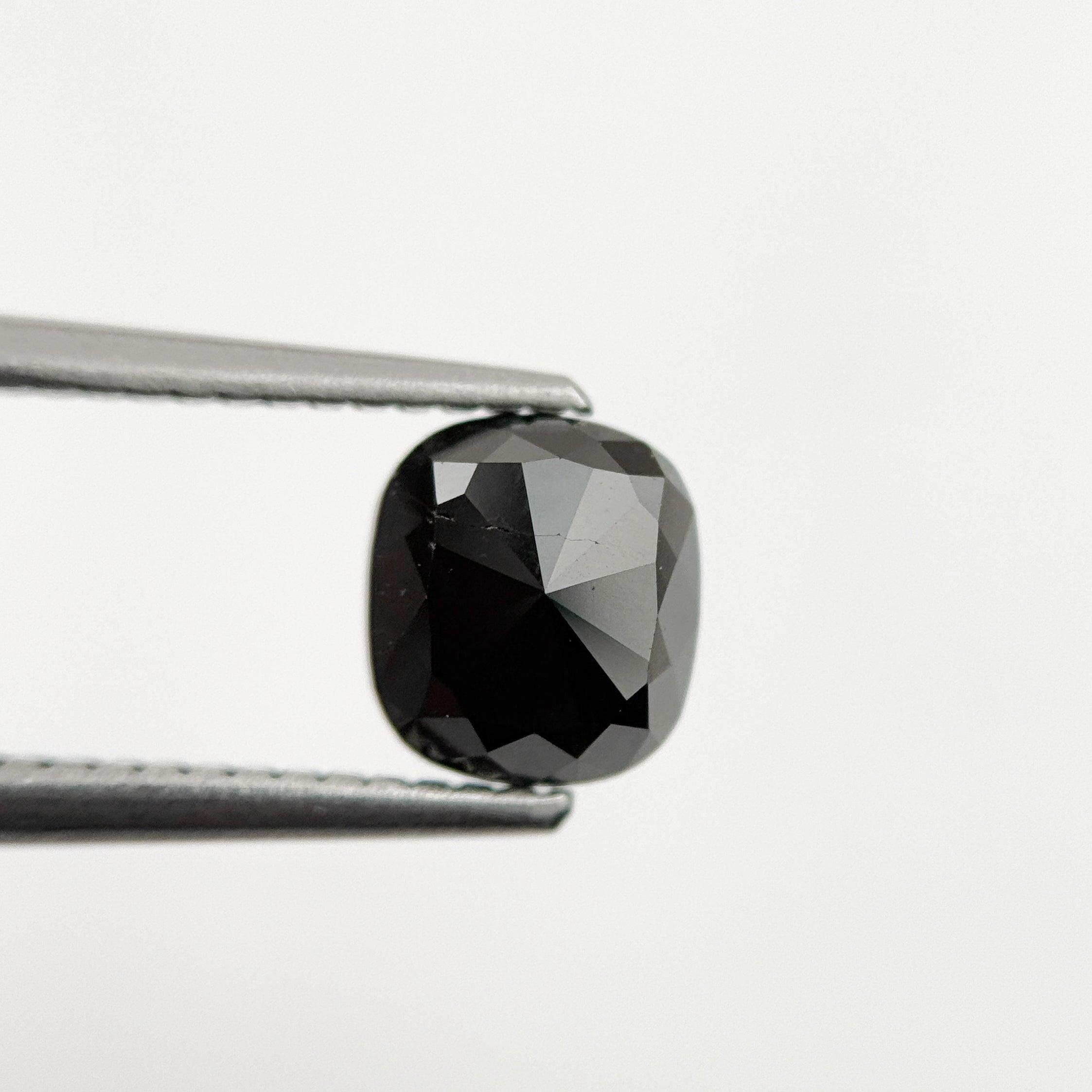 1.45 Ct Cushion Rose Cut Black Natural Fancy Diamond