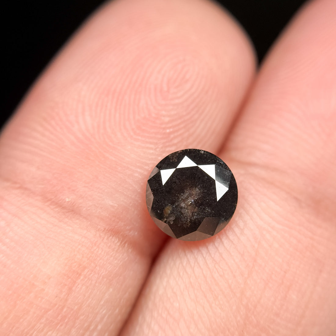 1.53 Ct Round Brilliant Cut Black Natural Galaxy Diamond