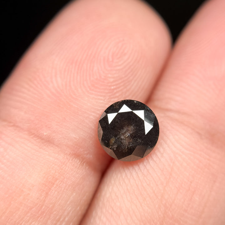 1.53 Ct Round Brilliant Cut Black Natural Galaxy Diamond