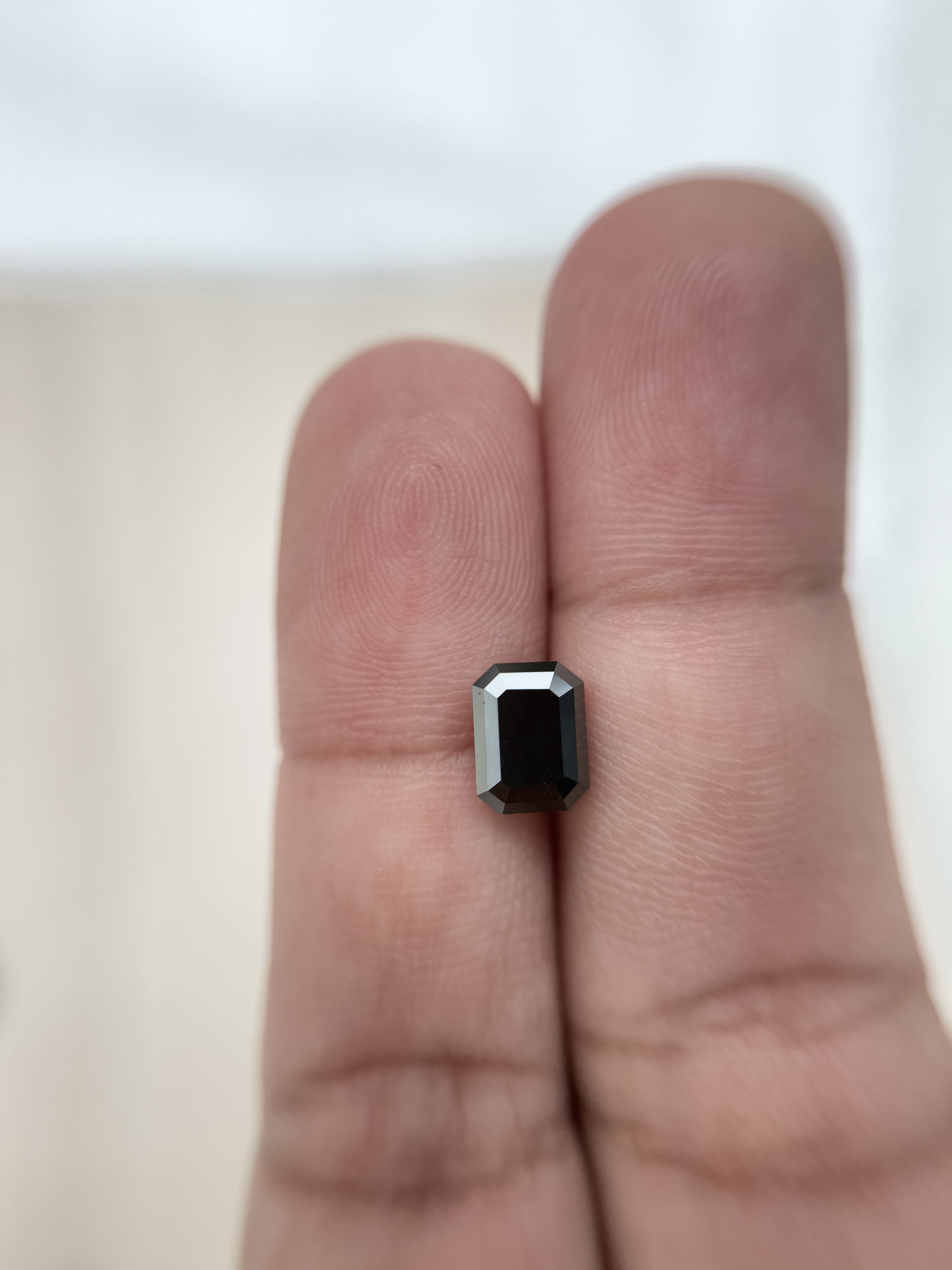 2.13 Ct Emerald Rose Cut Black Natural Salt and Pepper Diamond