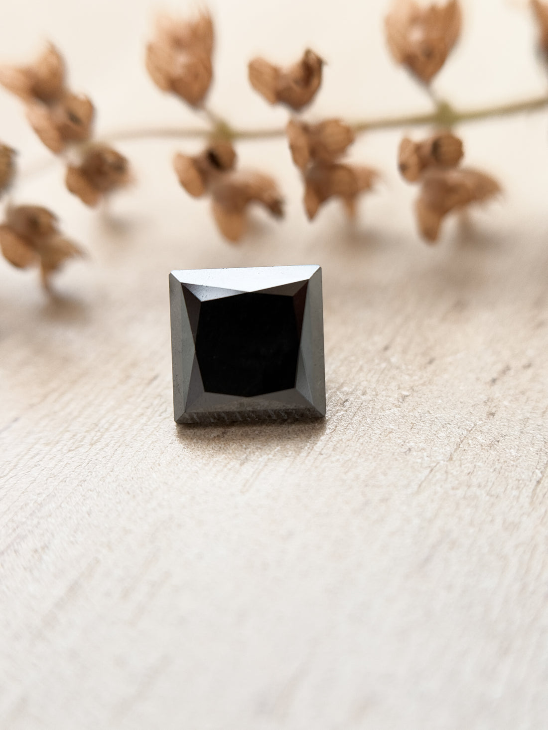 2.58 Ct Square Princess Rose Cut Black Natural Salt and Pepper Diamond