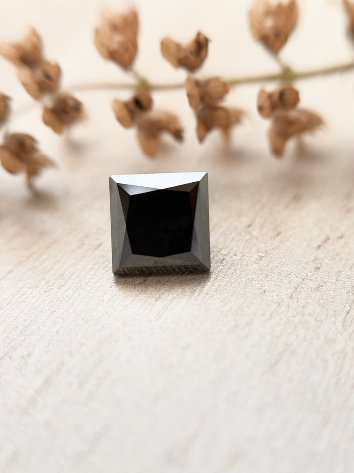 2.58 Ct Princess Rose Cut Black Natural Fancy Diamond