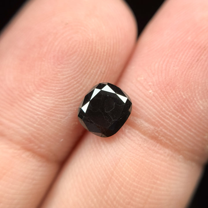 1.45 Ct Cushion Rose Cut Black Natural Fancy Diamond